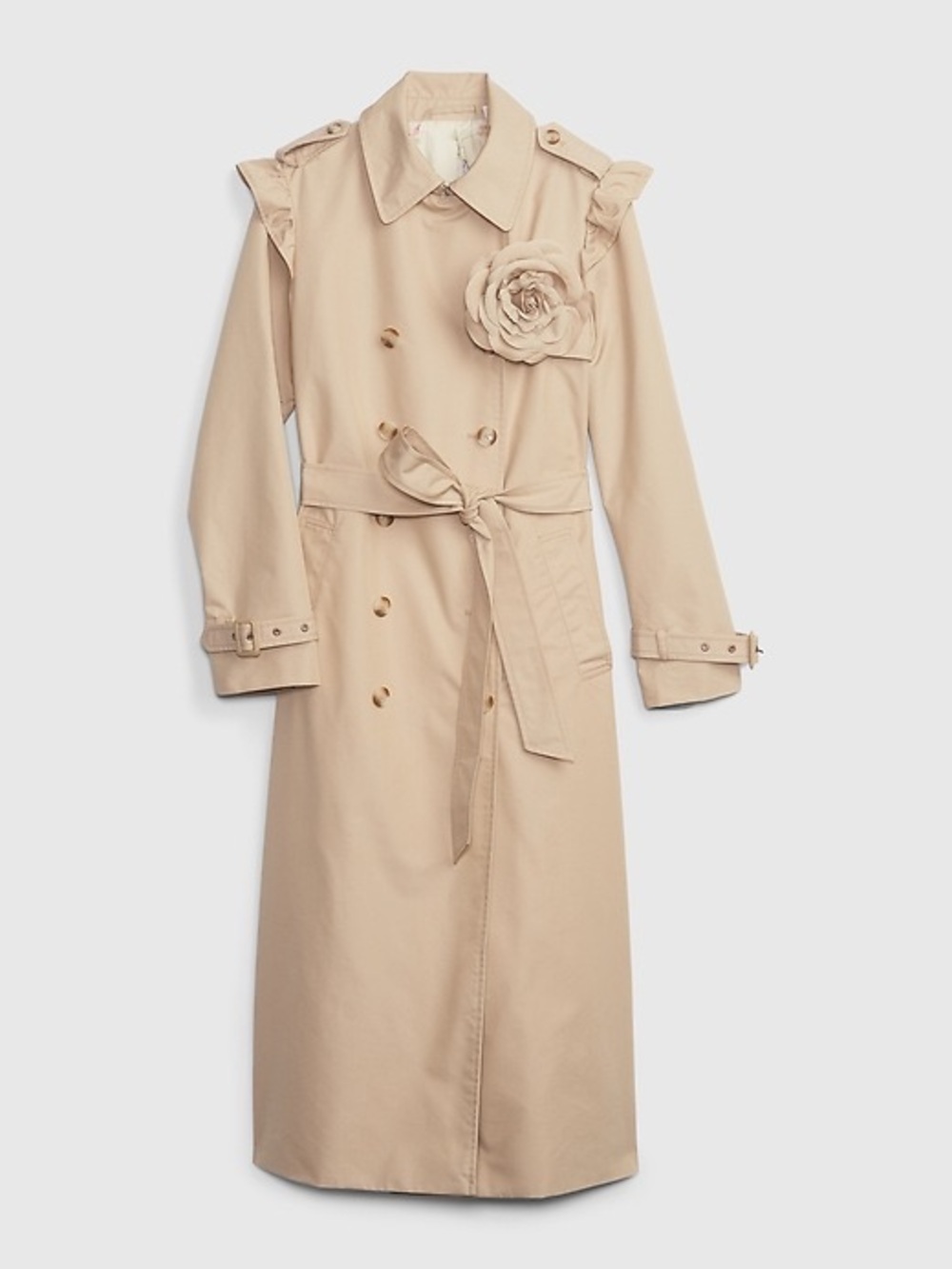 GAP Beige Floral-Badge Trench Coat